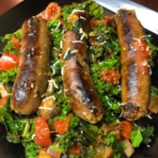 Sausage Kale Spinach on plate