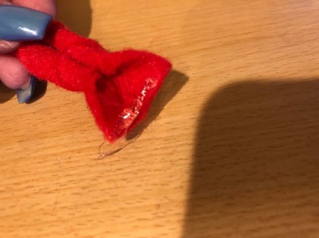 Easy Felt Flowers - add hot glue to one end