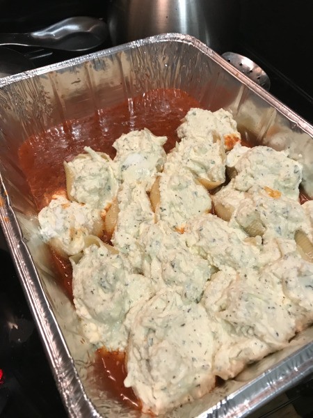 stuffed shells in pan