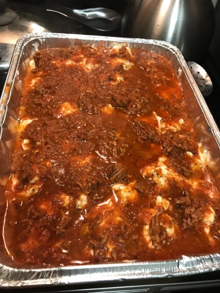 meat sauce spread on shells