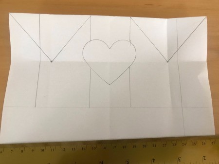 Cut Out "MOM" Card for Mother's Day - add guidelines for the Ms