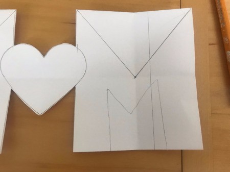 Cut Out "MOM" Card for Mother's Day - sketch a small letter M on the end shaped areas