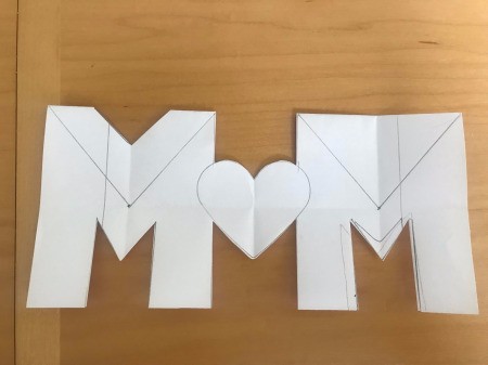 Cut Out "MOM" Card for Mother's Day - bottom of the Ms done