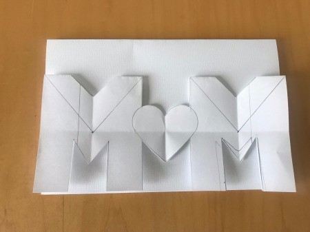 Cut Out "MOM" Card for Mother's Day - lay on your folded cardstock sheet