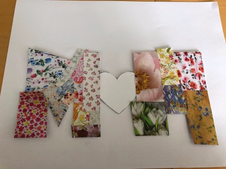 Cut Out "MOM" Card for Mother's Day - Ms covered on front of the card