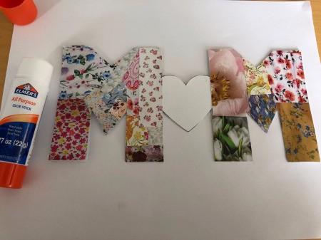 Cut Out "MOM" Card for Mother's Day - use a glue stick to adhere to front of card
