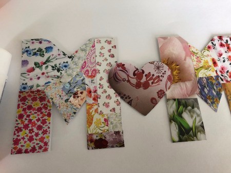 Cut Out "MOM" Card for Mother's Day - heart shape in place