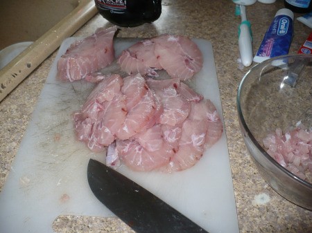 chopping tuna