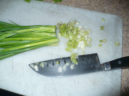 chopping green onions