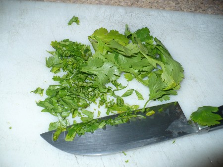 chopping parsley