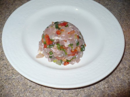 Tuna Tartare turned from bowl on plate