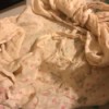 Restoring a Worn Out Blanket - very worn white blanket with small pink flowers