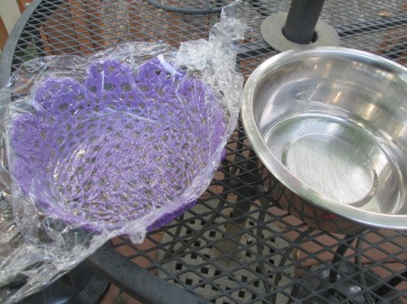 How to Make a Stiffened Doily Bowl - unmold and remove plastic