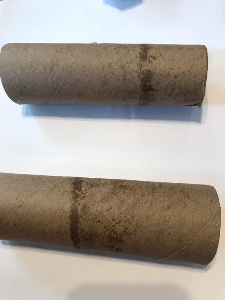 DIY Paper Towel Roll Kaleidoscope - cut the tube in half