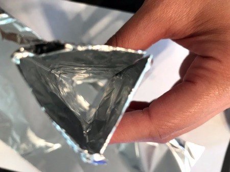 DIY Paper Towel Roll Kaleidoscope - view of triangle from the end