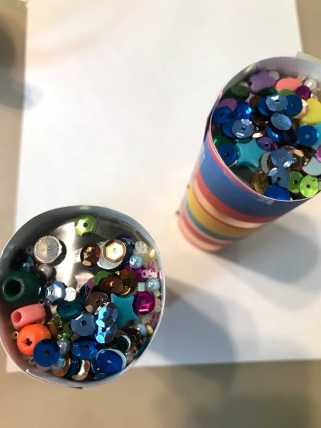 DIY Paper Towel Roll Kaleidoscope - two bead filled kaleidoscopes
