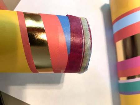 DIY Paper Towel Roll Kaleidoscope - tape heart circe on the other end