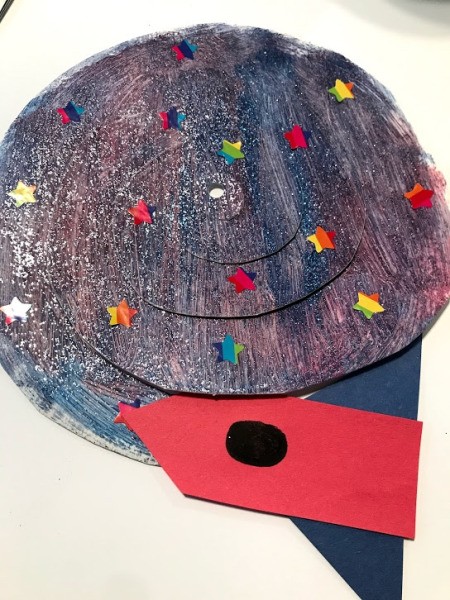 Rocket Paper Twirler Room Decor - glue rocket to outer spiral