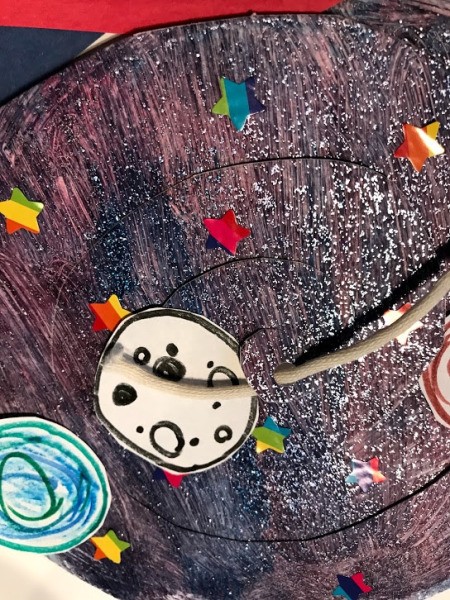 Rocket Paper Twirler Room Decor - thread the string through the hole