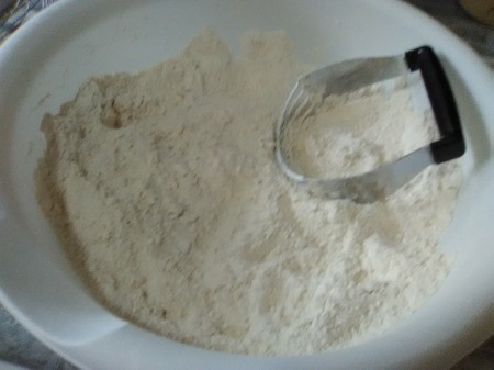 mixing butter with flour