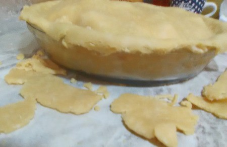 cutting excess dough
