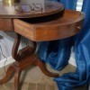Identifying a Round Lyre Table with Drawer - table with the drawer open