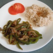 Fried Onion and Green Pepper on dinner plate