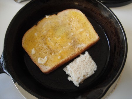 Egg Toast turned in pan