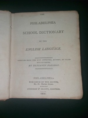 Value of an 1805 Philadelphia School Dictionary - cover page