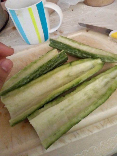 halved, scraped ampalaya