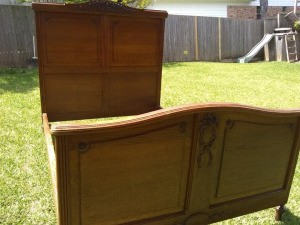 Value of an Antique Wooden Bed - bed set up outside