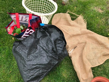 Making a Strawberry Planter from a Laundry Basket - supplies