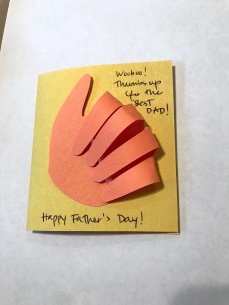 Thumbs Up Father's Day Card - front of finished card with greeting on the front