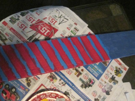 Making A Patriotic Flag With Left Over Wood - apply red paint for the stripes