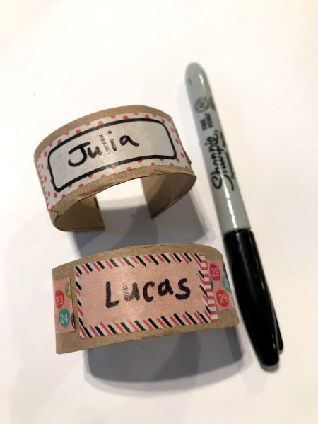 Making Paper Roll Kids' Cuff Bracelets - write you child's name on it if you like