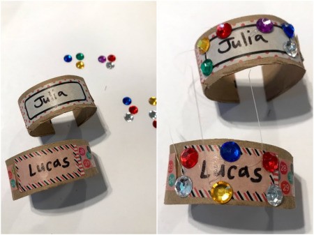Making Paper Roll Kids' Cuff Bracelets - decorate with gems, beads, etc.