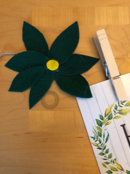Home Banner - glue felt flower to each end of the banner next to the paper printout