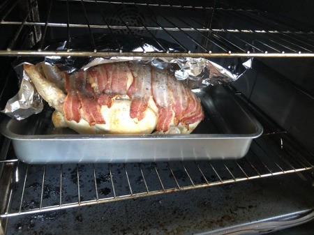 removing foil from Roast Chicken