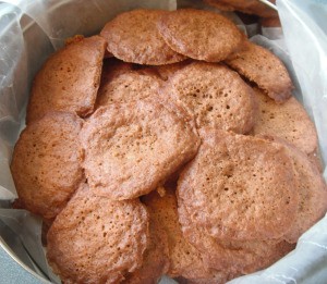 Ginger Cookies in lined tin