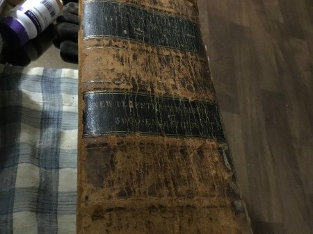 The spine of an old dictionary.