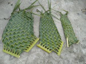 Weaving Coconut Leaf Plates - three plates of differing sizes
