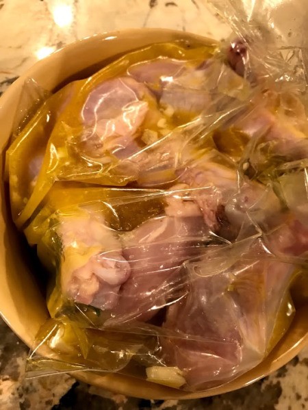 Chicken Drumsticks marinating in bag
