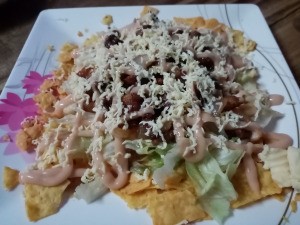 Nachos from Leftovers on plate