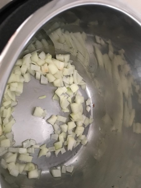 chopped onions in pan