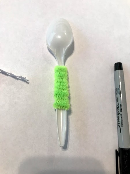 Plastic Spoon Mermaid Doll - wrap pipe cleaner around the spoon handle, you can secure the ends with glue
