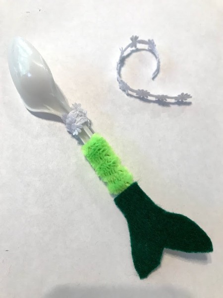 Plastic Spoon Mermaid Doll - glue on floral ribbon for bikini top