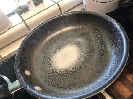 pan sprayed with oil