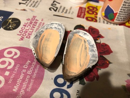 Make a Bunny from Shells - paint the centers pink and allow to dry