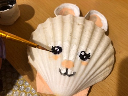 Make a Bunny from Shells - add more character by painting on more facial details