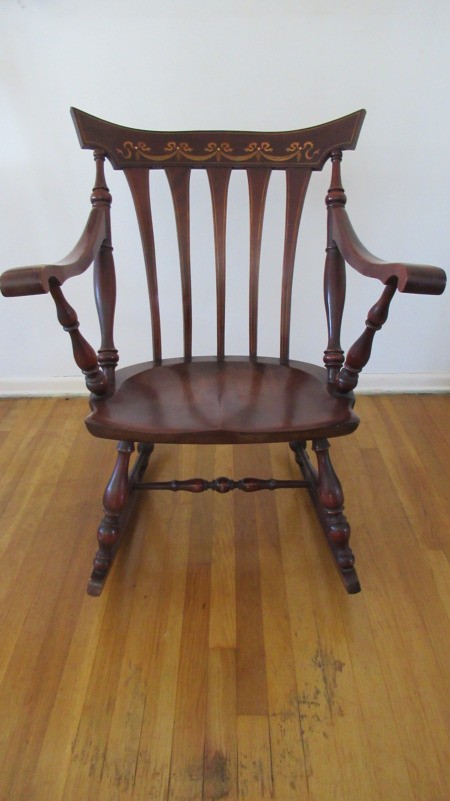 Identifying a Rocking Chair - rocker with abalone inlay design